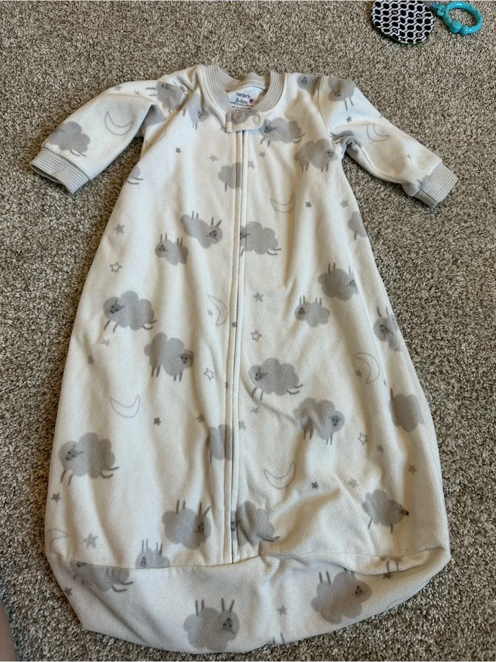 Carter's Cream & Gray Sheep Sleep Sack - Cozy Baby Pajamas 3-6mo